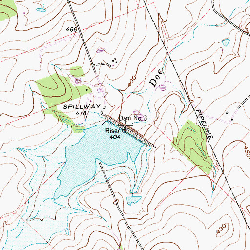 Topographic Map of Soil Conservation Service Site 3 Dam, TX