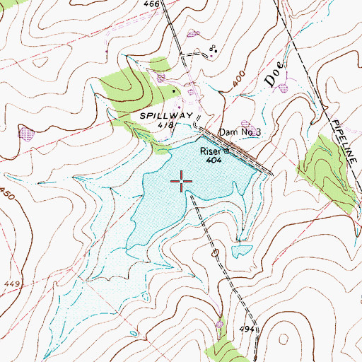 Topographic Map of Soil Conservation Service Site 3 Reservoir, TX