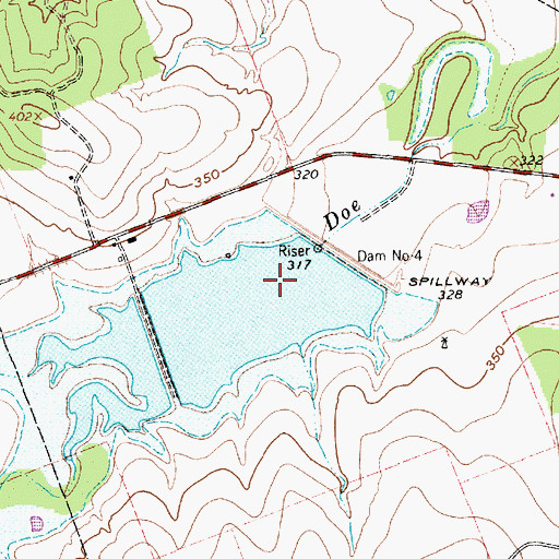 Topographic Map of Soil Conservation Service Site 4 Reservoir, TX