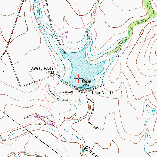 Topographic Map of Soil Conservation Service Site 10 Reservoir, TX