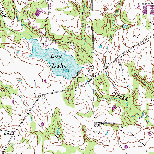 Topographic Map of Loy Lake Dam, TX