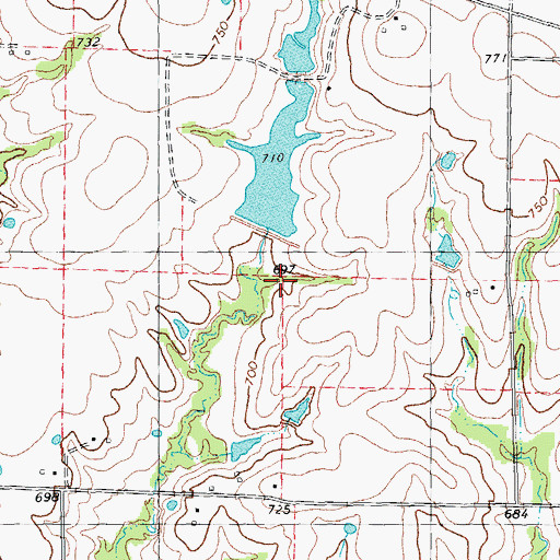 Topographic Map of Russell Lake, TX