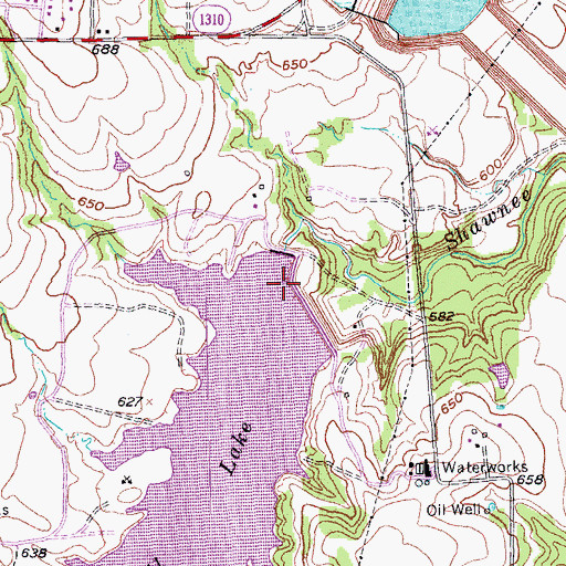 Topographic Map of Randell Lake Dam, TX