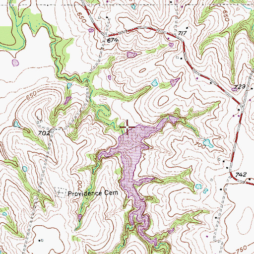 Topographic Map of Soil Conservation Service Site 17 Reservoir, TX