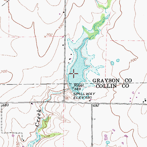 Topographic Map of Soil Conservation Service Site 38 Reservoir, TX
