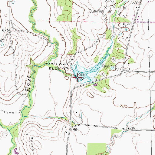 Topographic Map of Soil Conservation Service Site 37 Reservoir, TX