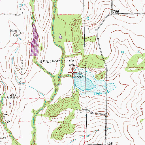 Topographic Map of Soil Conservation Service Site 35 Reservoir, TX