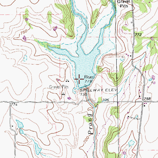 Topographic Map of Soil Conservation Service Site 32 Reservoir, TX