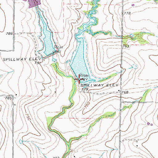 Topographic Map of Soil Conservation Service Site 28 Dam, TX