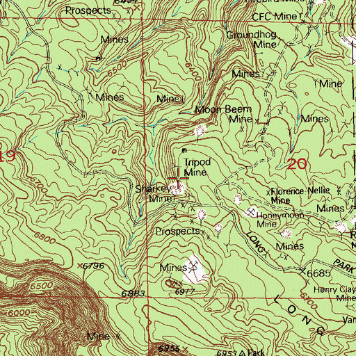 Topographic Map of Tripod Mine, CO