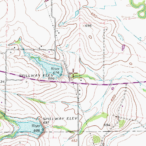 Topographic Map of Soil Conservation Service Site 24 Reservoir, TX