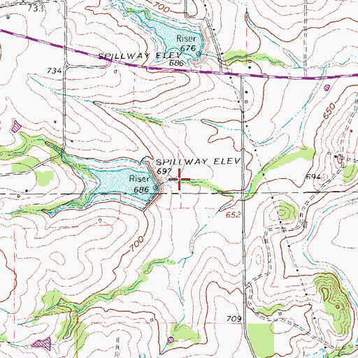 Topographic Map of Soil Conservation Service Site 25 Dam, TX
