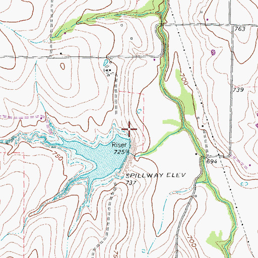 Topographic Map of Soil Conservation Service Site 21 Dam, TX