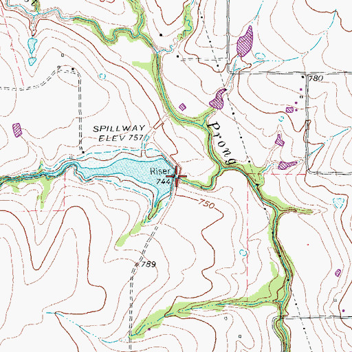 Topographic Map of Soil Conservation Service Site 20 Dam, TX