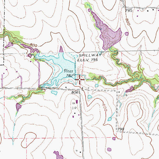 Topographic Map of Soil Conservation Service Site 19 Reservoir, TX