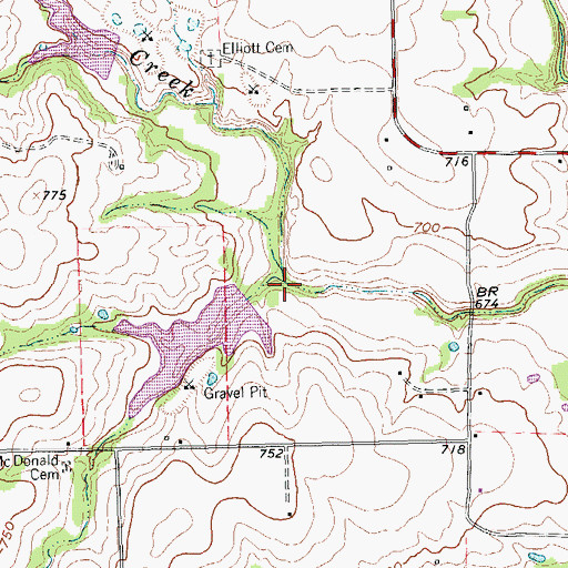 Topographic Map of Soil Conservation Service Site 27 Reservoir, TX