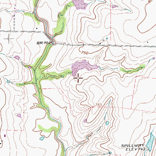 Topographic Map of Soil Conservation Service Site Number 36 Reservoir, TX