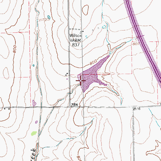 Topographic Map of Soil Conservation Service Site 38 Reservoir, TX