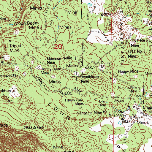 Topographic Map of Republican Mine, CO