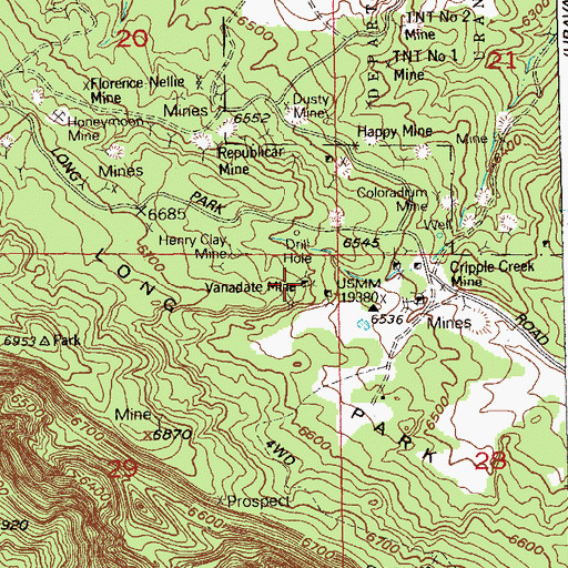 Topographic Map of Vanadate Mine, CO
