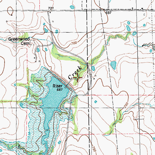 Topographic Map of Soil Conservation Service Site 1 Reservoir, TX