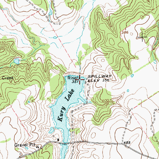 Topographic Map of W D Kury Dam, TX