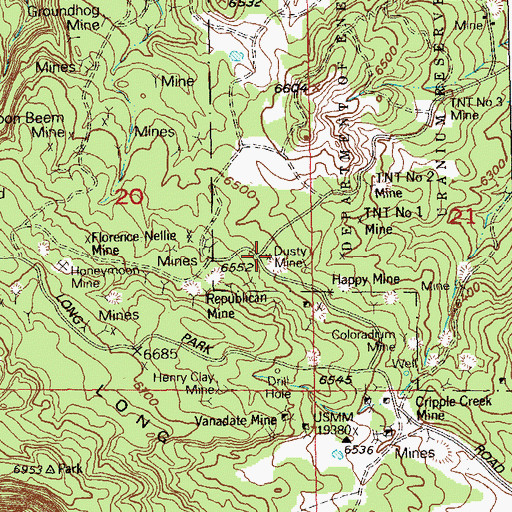 Topographic Map of Dusty Mine, CO