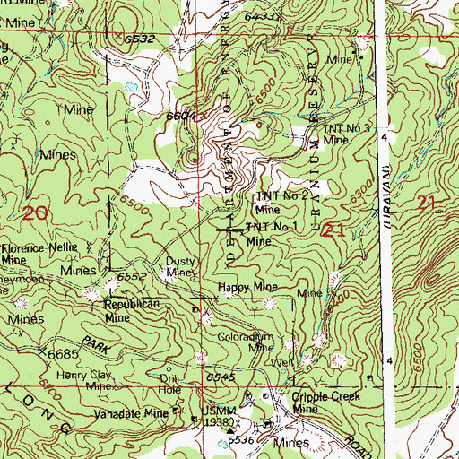 Topographic Map of TNT Number 1 Mine, CO