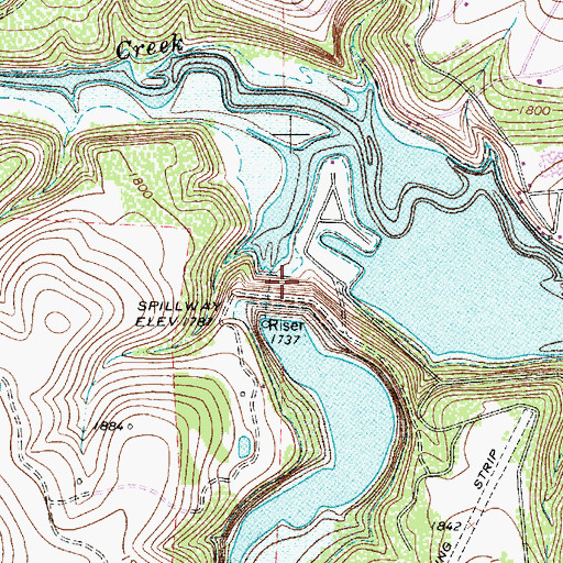 Topographic Map of Soil Conservation Service Site 21 Reservoir, TX