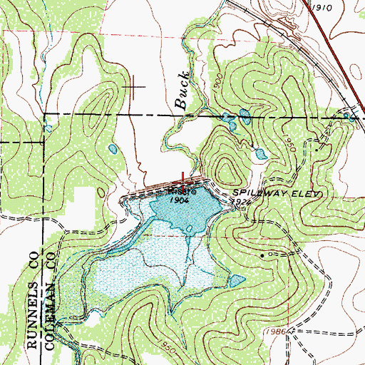 Topographic Map of Soil Conservation Service Site 20 Dam, TX