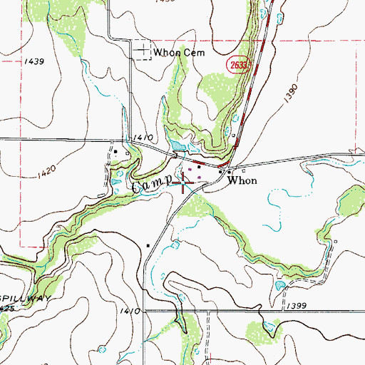 Topographic Map of Soil Conservation Service Site 22 Reservoir, TX