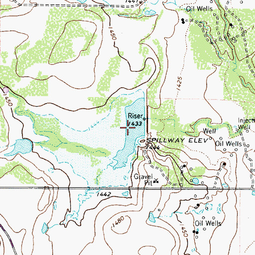 Topographic Map of Soil Conservation Service Site 1 Reservoir, TX