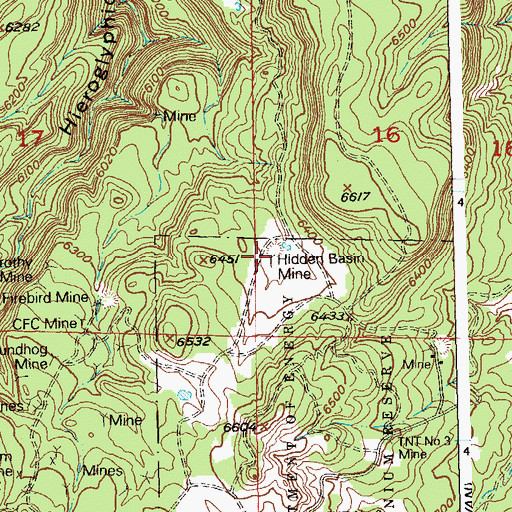 Topographic Map of Hidden Basin Mine, CO