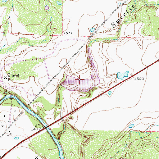 Topographic Map of Soil Conservation Service Site 15 Reservoir, TX