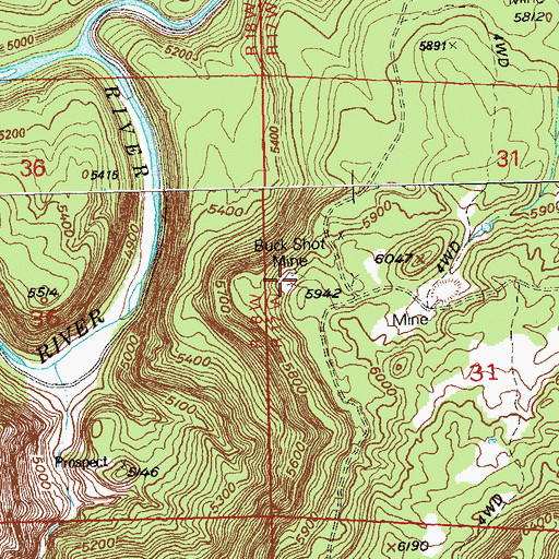 Topographic Map of Buck Shot Mine, CO