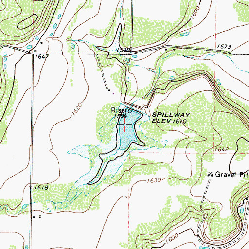 Topographic Map of Soil Conservation Service Site 14 Reservoir, TX