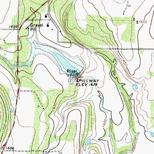 Topographic Map of Soil Conservation Service Site 12 Dam, TX