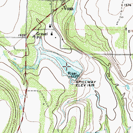 Topographic Map of Soil Conservation Service Site 12 Reservoir, TX