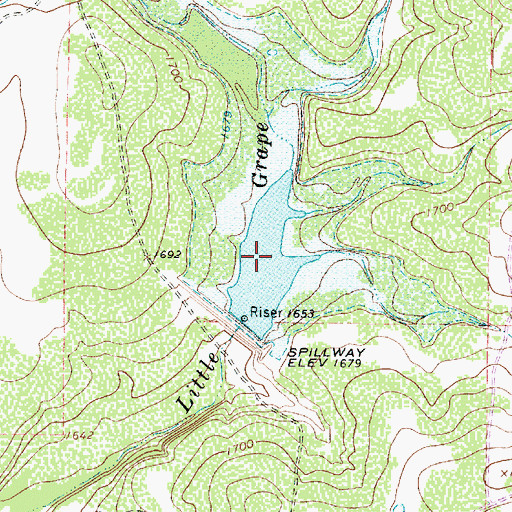 Topographic Map of Soil Conservation Service Site 2 Reservoir, TX