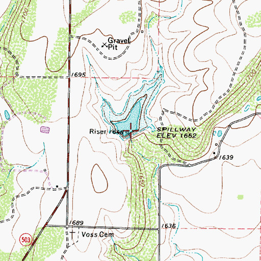 Topographic Map of Soil Conservation Service Site 10 Dam, TX