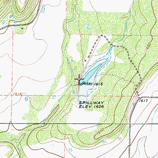 Topographic Map of Soil Conservation Service Site 9 Dam, TX