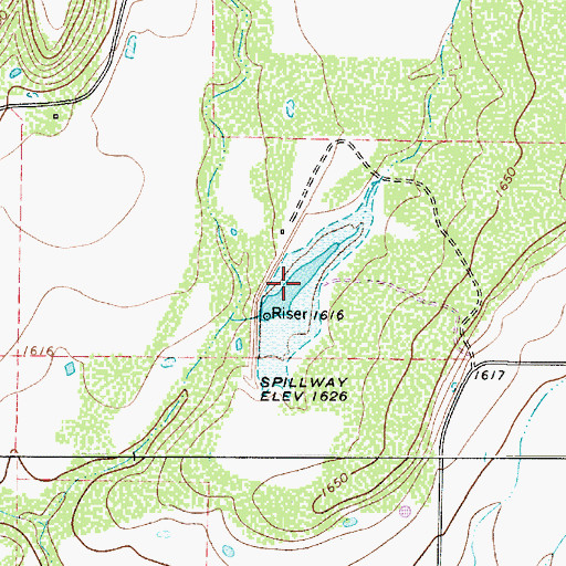 Topographic Map of Soil Conservation Service Site 9 Reservoir, TX