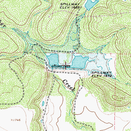 Topographic Map of Soil Conservation Service Site 8 Reservoir, TX