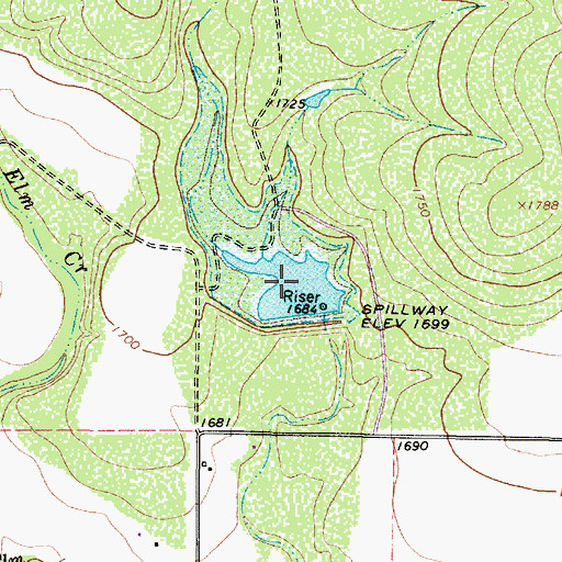 Topographic Map of Soil Conservation Service Site 6 Reservoir, TX