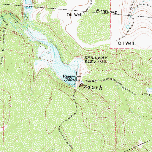 Topographic Map of Soil Conservation Service Site 3 Dam, TX