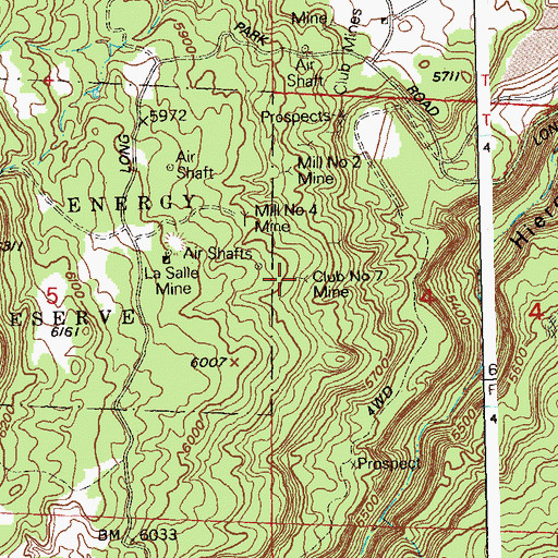 Topographic Map of Club Number 7 Mine, CO