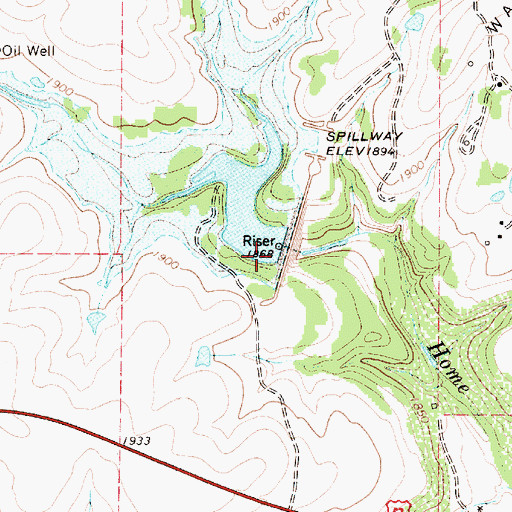 Topographic Map of Soil Conservation Service Site 2 Dam, TX