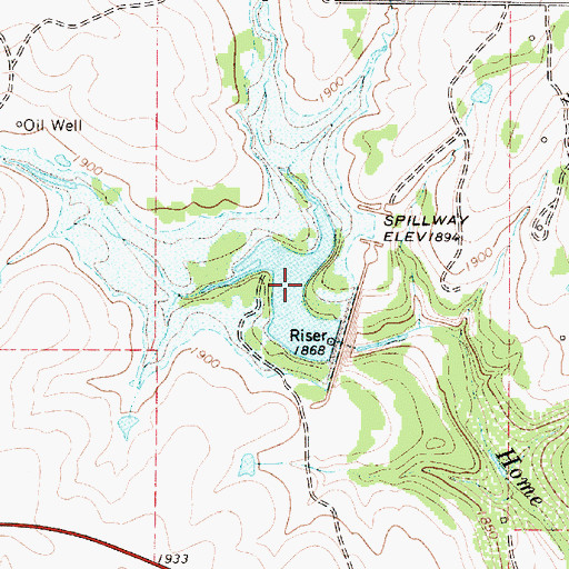 Topographic Map of Soil Conservation Service Site 2 Reservoir, TX