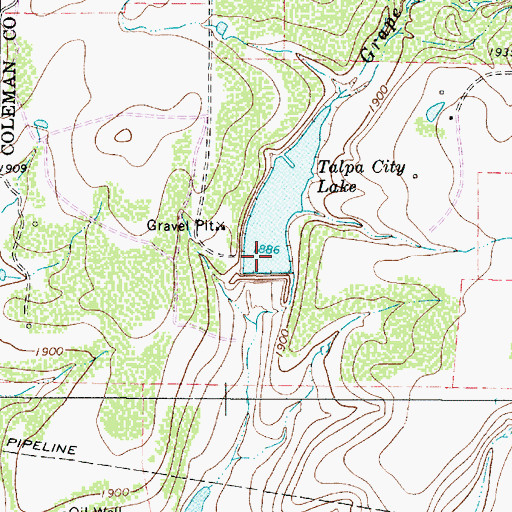 Topographic Map of Talpa Dam, TX