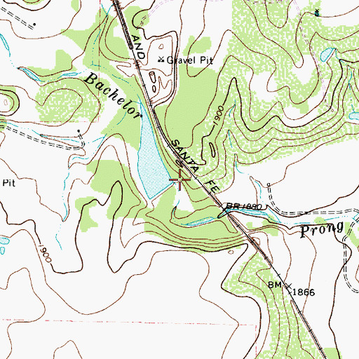 Topographic Map of Santa Fe Railroad Dam, TX